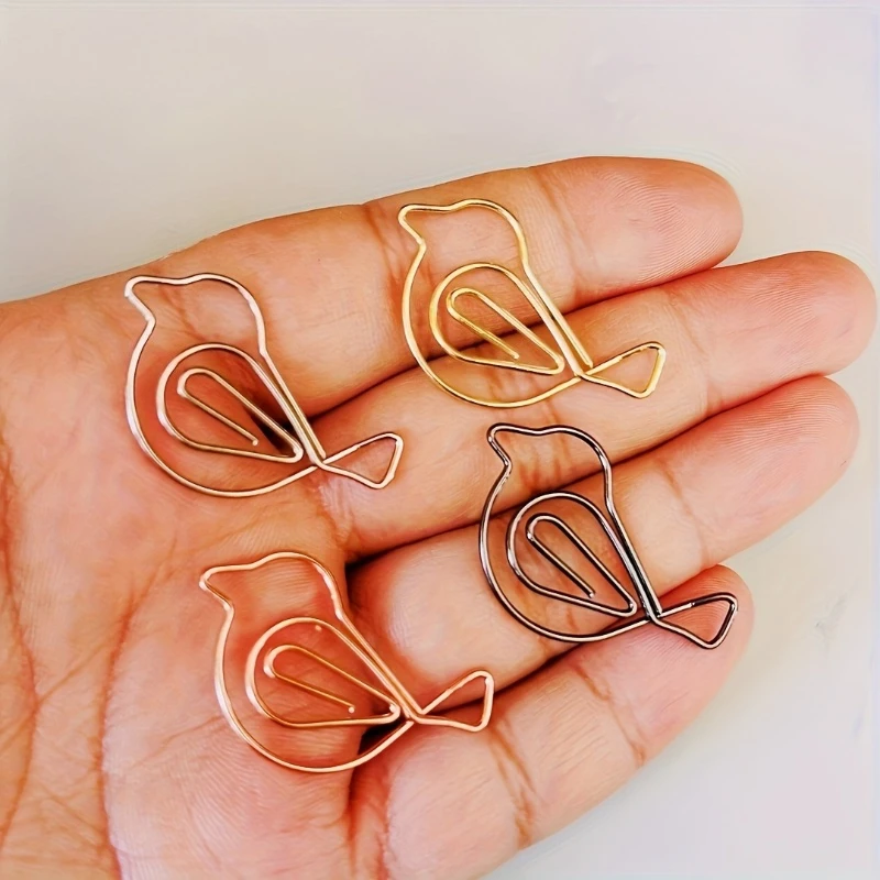 20pcs Bird Shaped Paper Clips Creative Metal Wire Bookmark Clips Decorative Holders for Planner Journal Office Desk Accessories