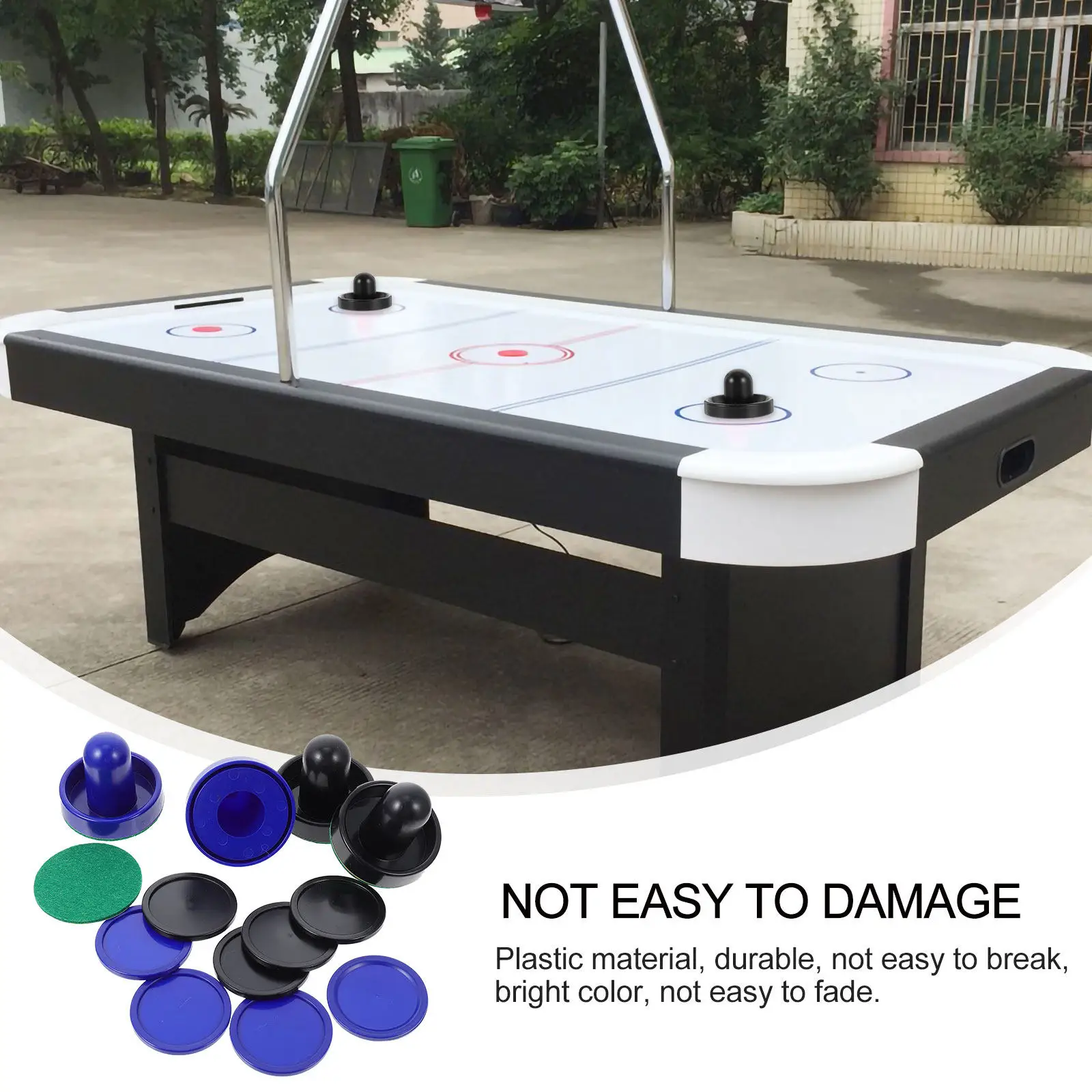 2Sets Air Hockey Pucks and Pushers for Standard Tables Ergonomic Plastic Paddles with Felt Bottom Fast Gliding Action Hockey
