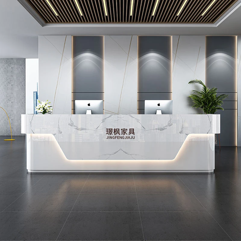 

High Quality Reception Desks Light Luxury Business Commericial Service Work Display Desk Stands Welcome Scrivania Furniture