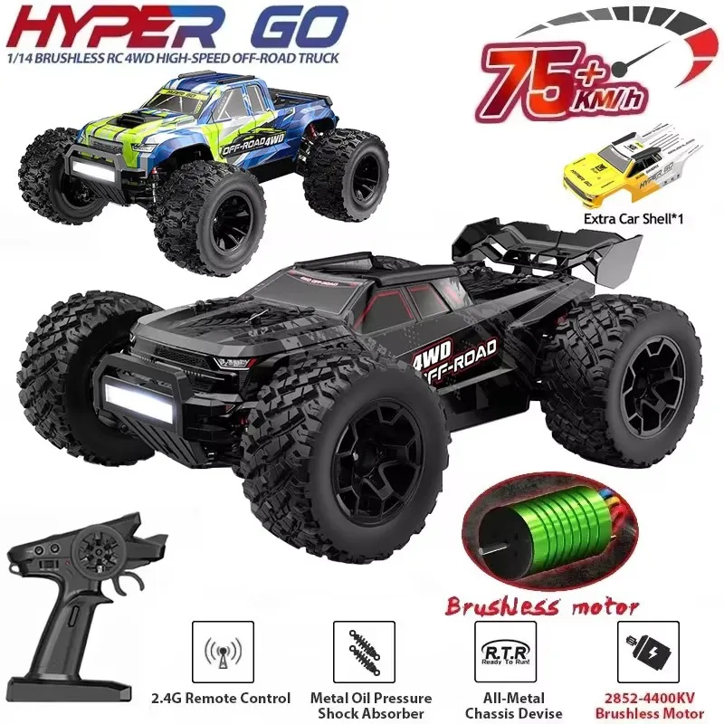 

MJX Hyper Go 14207 14208 1/14 4WD Радиоуправляемая машина 75 км/ч ИЛИ 65 км/ч Бесщеточный двигатель RC Гоночный автомобиль Автомобили с дистанционным управлением Внедорожные грузовики Игрушки