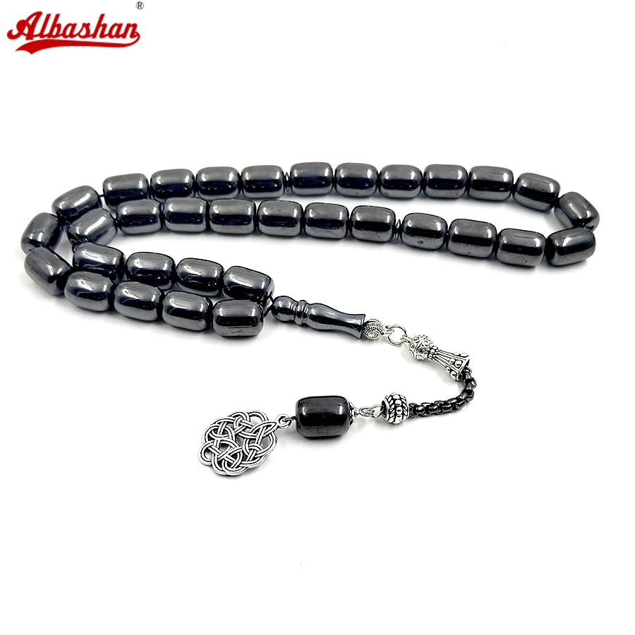 Gulf style Tasbih Natural hematite stone misbaha 33 prayerbeads arabic bracelet eid gift accessoriy turkey jewelry