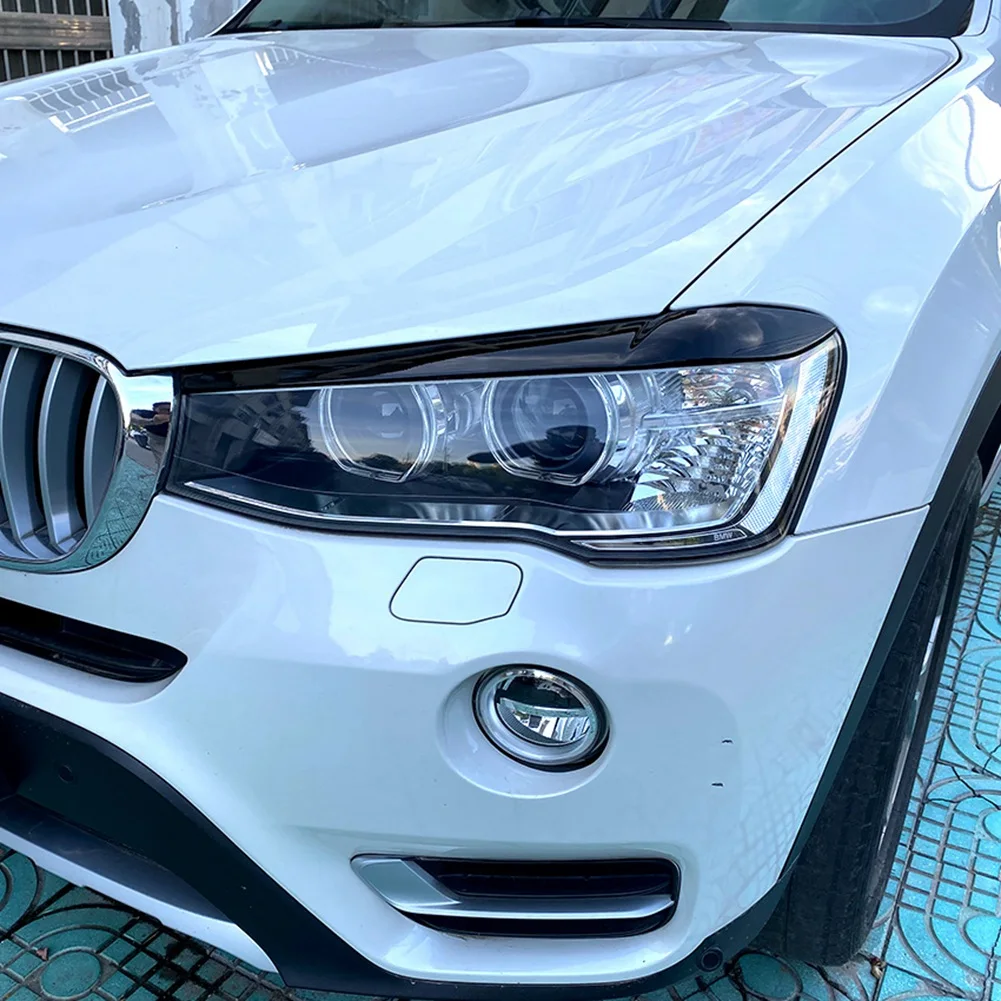 2014 To 2017 For BMW X3 F25 X4 F26 Front Headlights Eyebrows Eyelids Cover Eyelash Head Light Lamp Car Stickers Glossy Black