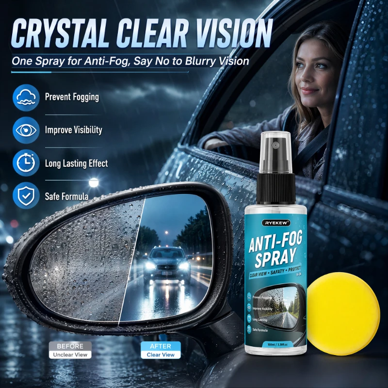 Car Windshield Anti Fog Spray Glass Coating Rain Repellent Defogger for Mirror Glasses Anti-Fog Treatment