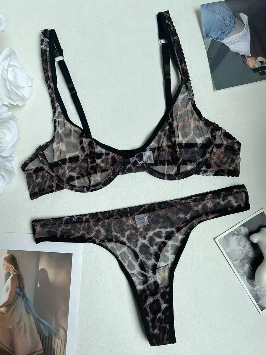 Seksowne bikini w jednolitym kolorze i w wersji z motywem leoparda na wakacje na plaży, z odkrytymi plecami, głębokim dekoltem w serek, na ramiączkach, bez rękawów, urocze 7IB6