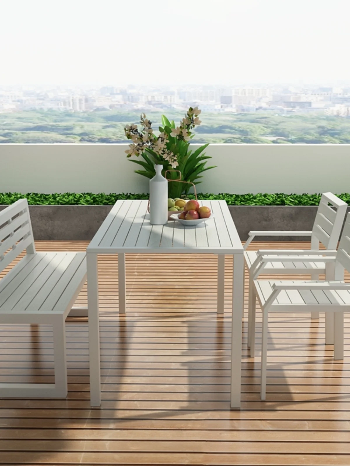 

Outdoor wrought iron garden villa courtyard balcony restaurant coffee shop milk tea shop white plastic-wood leisure tables