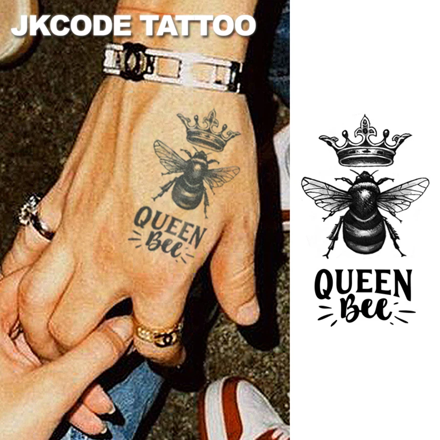 

Herbal Tattoo Bee Queen Temporary Tattoo Cool Style Daily Use Hand Neck Multi-Use Men Women Tattoo Lasting Waterproof 15 Days