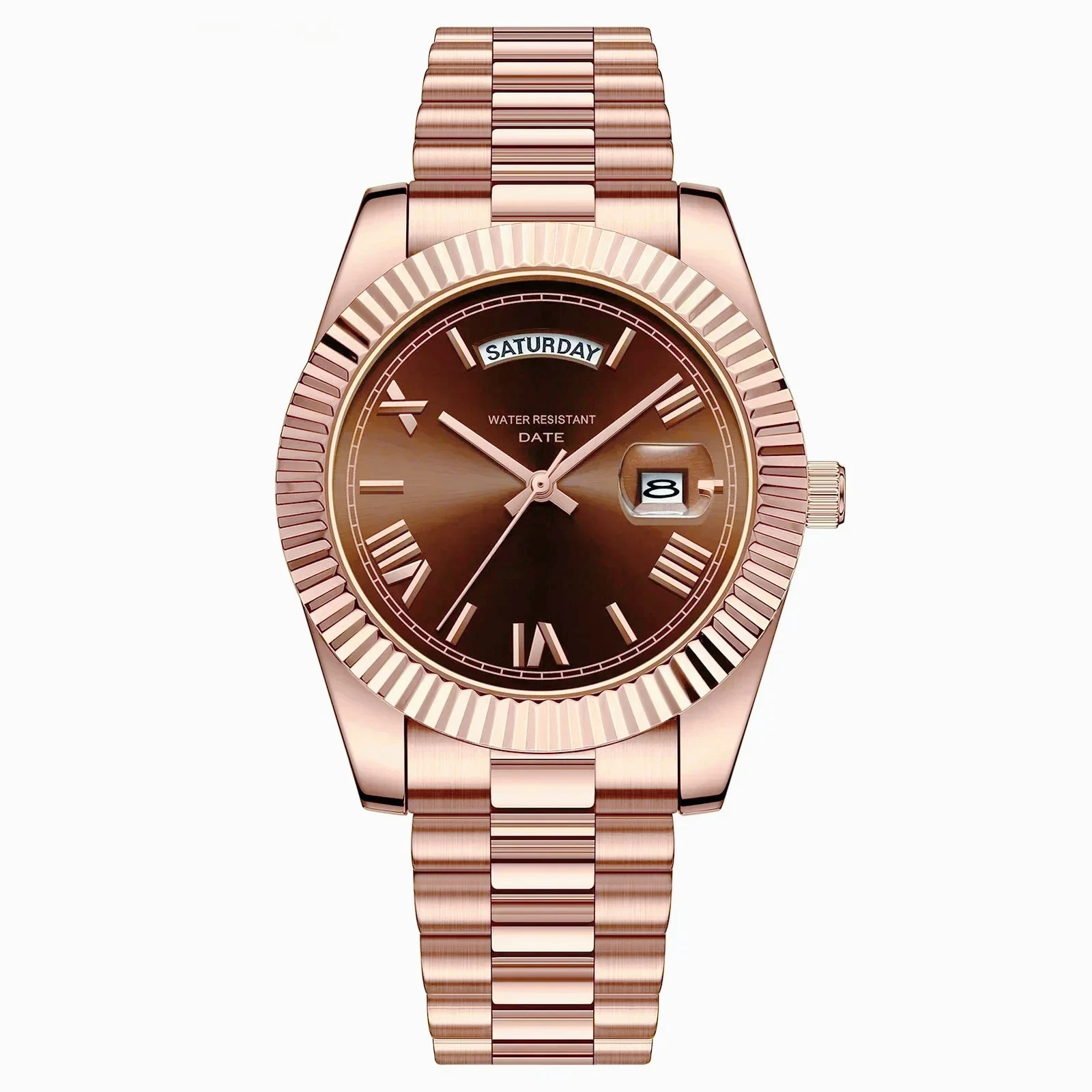 Stainless Steel case, for Men Automatic Mechanical Movement Waterproof Watch, Sapphire Glass,Black Blue DayDate Wristwatch