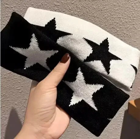 Kadınlar için 1 adet siyah bantlar kaymaz yumuşak saç aksesuarları yıldız kafa sarar kadınlar için Yoga egzersiz