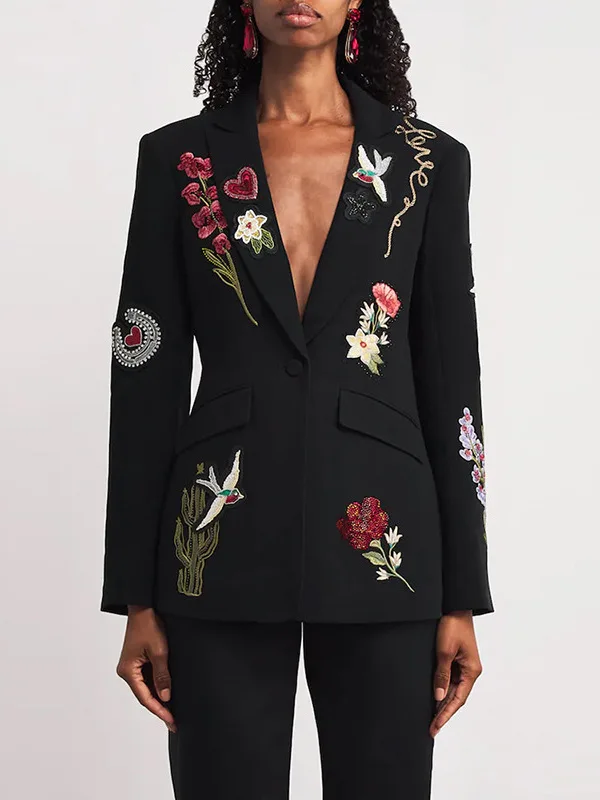 

Модный облегающий костюм с вышивкой, комплект из джата и брюк, повседневная спортивная одежда знаменитостей с тяжелым бисером для женщин