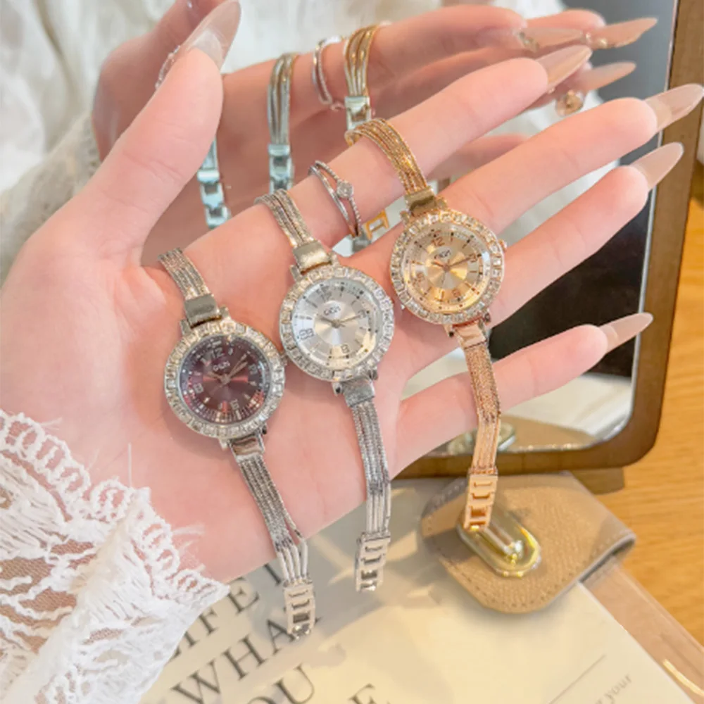 Fashion style minimalist luxury fringe bracelet with quartz watch for women‘s girl party gift jewlry wholesale