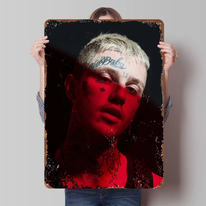 Lil Peep Printed Poster Customized Wall Art Retro Vintage Metal Tin Signs for Home Garage Decoration Gaming Room Accessories