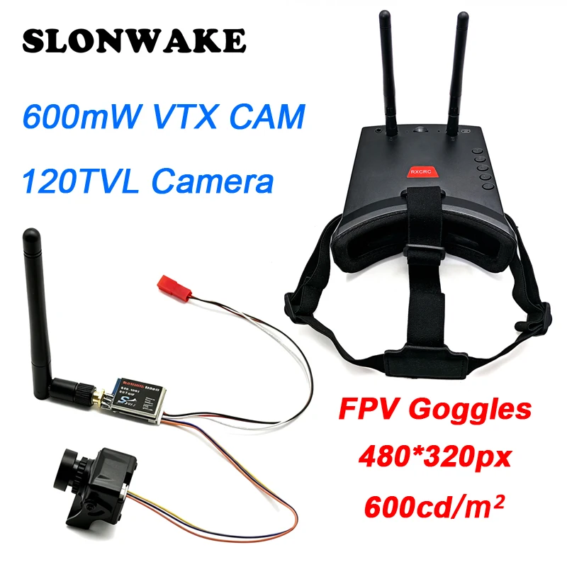 5.8G 48CH Dual Antennas FPV Goggles Monitor Video Glasses Headset HD 5.8G 600mW transmitter fpv camera 1200TVL for RC FPV Drone