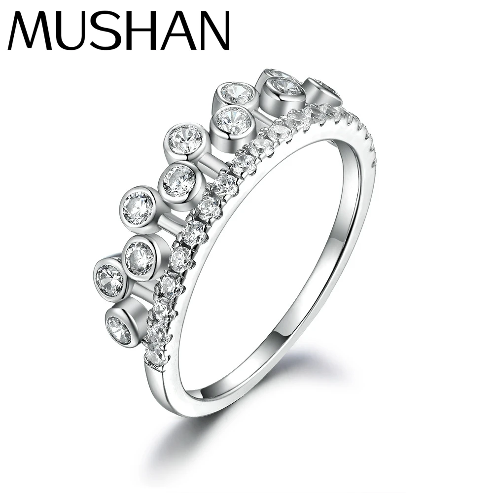 MuShan Designer Jewelry 925 Sterling Silver Ring Zircon 5A Grade Cushion Casual for Fiancee Real Gold Plated Fine Jewelry Rings