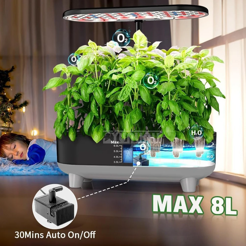 Máquina de plantar interior inteligente, macetero hidropónico sin suelo con soporte de luz de relleno, sistema de cultivo hidropónico
