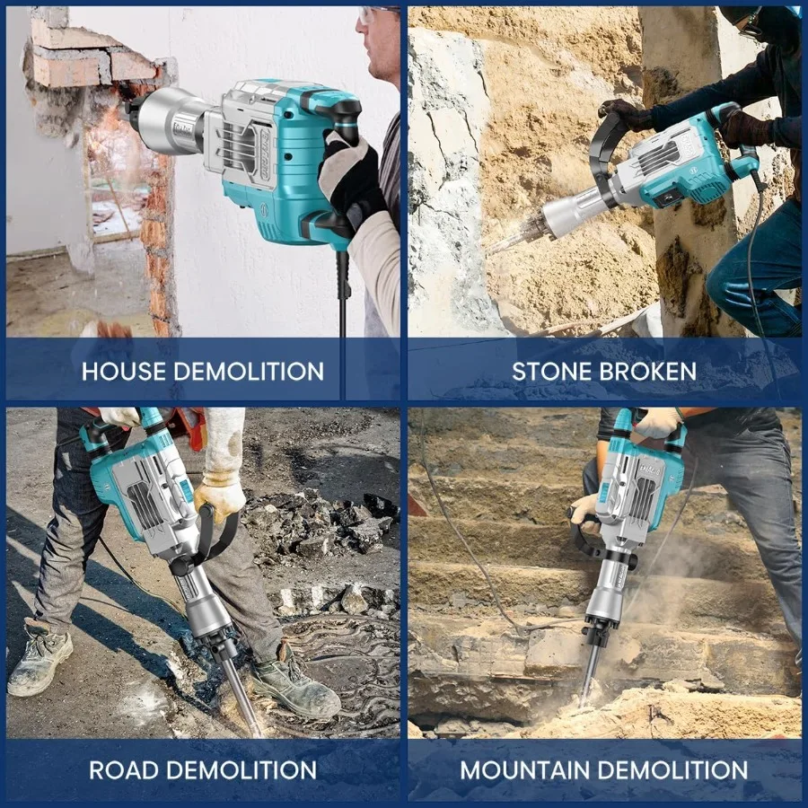 هدم جاك المطرقة 14.5Amp SDS-Hex قواطع الخرسانة 65 جولز الثقيلة التقطيع المطرقة لرصيف الاسمنت و Fl
