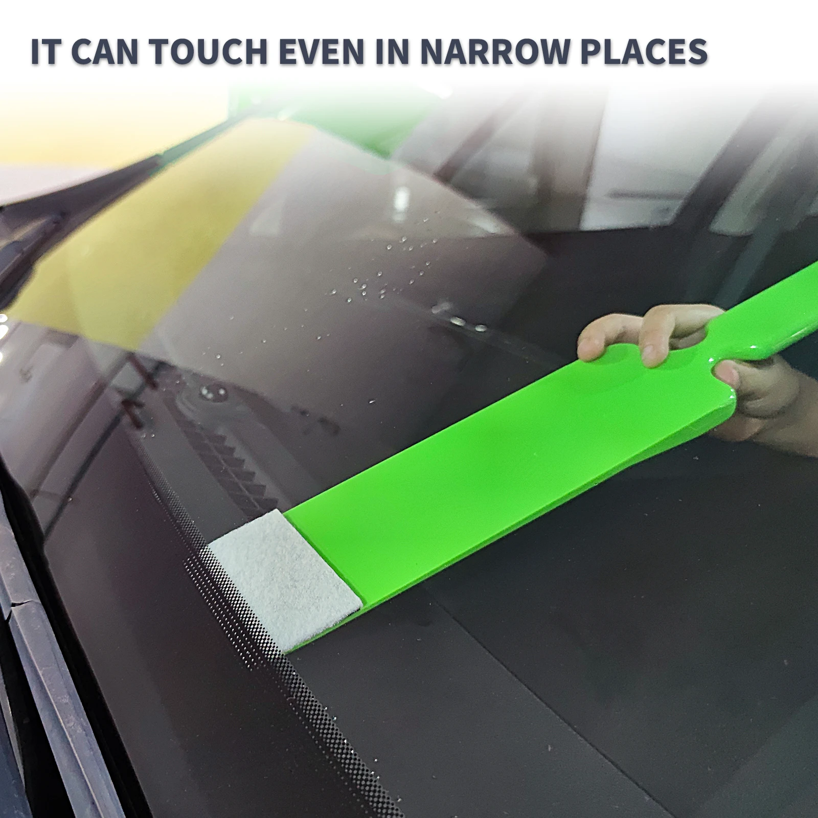 FOSHIO Car Window Film Tinting Squeegee Front Windshield Foil Vinyl Wrap Bulldozer Glass Wiper Cleaning Tool with Scrubber Cloth