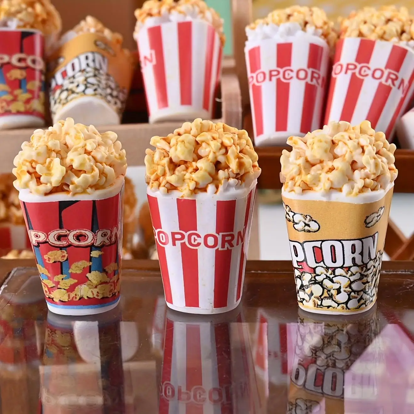 10 miniaturas de palomitas de maíz de resina para manualidades - Creación de joyas DIY, decoración del hogar, regalo perfecto para familiares y amigos, sin necesidad de electricidad.