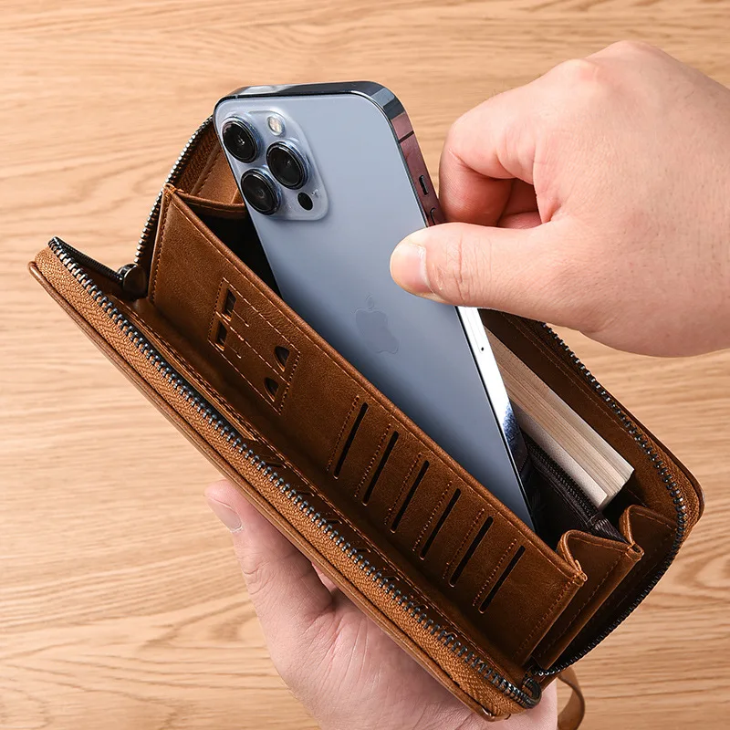 حقيبة يد رجالية طويلة جديدة محفظة ريترو بطاقة القلفة كليب حقيبة يد محفظة الطالب حقيبة انتزاع العصرية #3