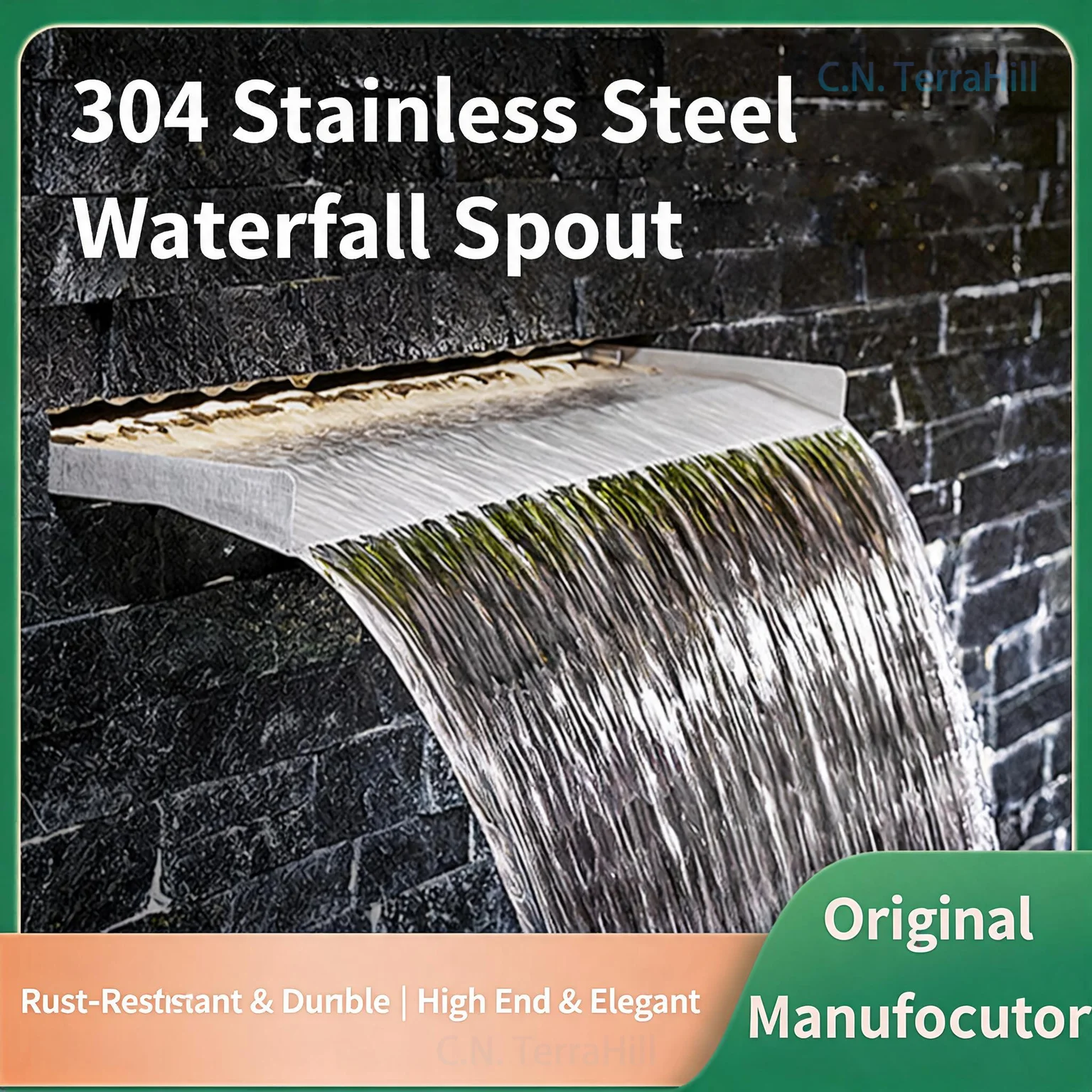 304 Stainless Steel Waterfall Spout Outdoor Fish Pond Water Curtain Wall Landscape Water Feature