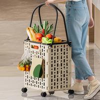 Foldable Shopping Cart Lightweight Shopping Trolley Folding Shopping Cart with 360-degree Swivel Wheels for Groceries