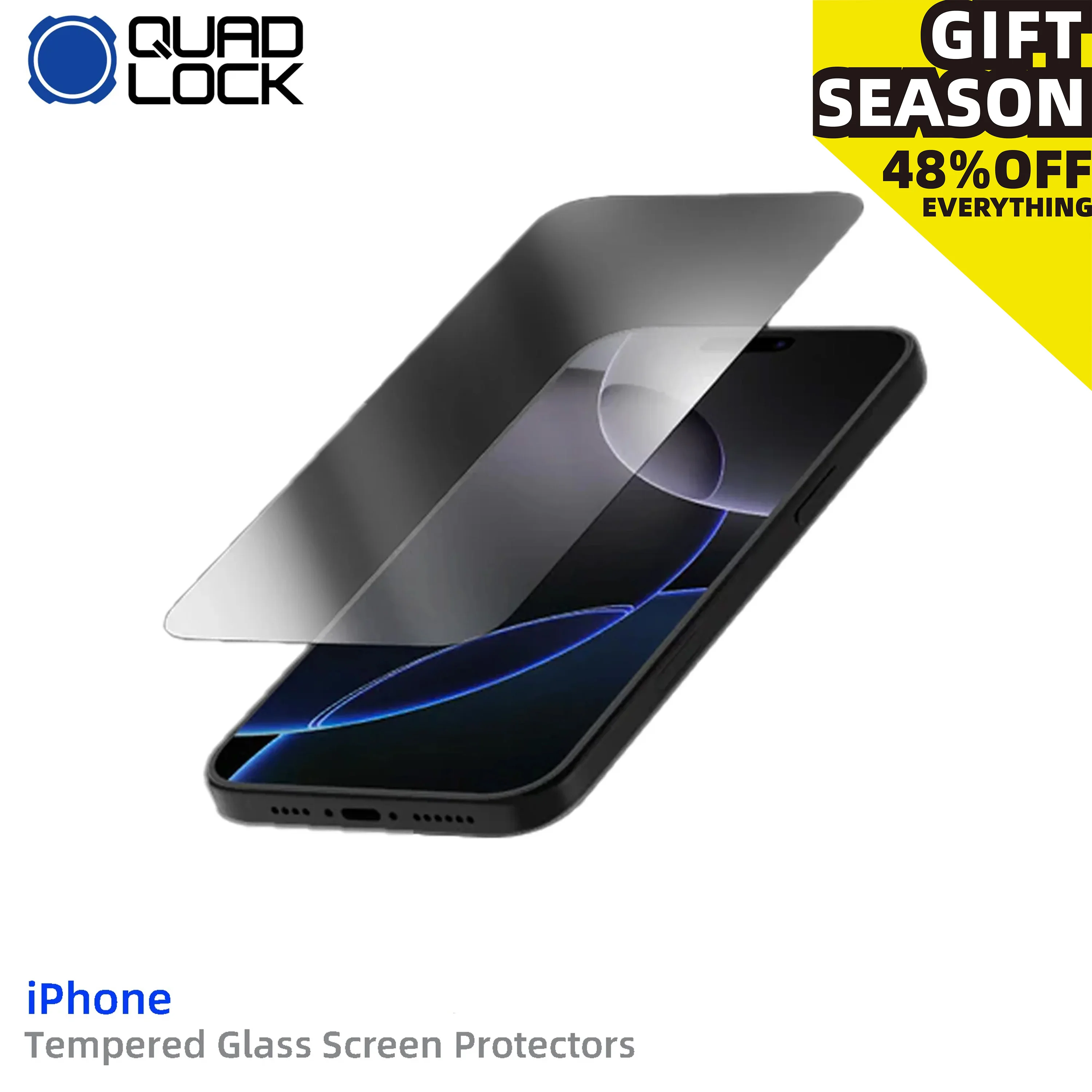 Quad Lock Tempered Glass For iPhone 14/15/16 series Screen Prot