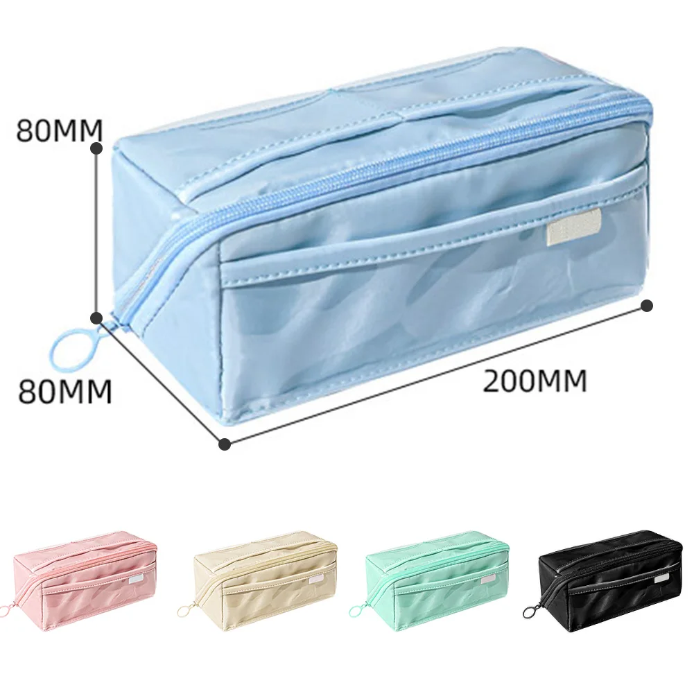 Imagem -05 - Grande Capacidade Pencil Bolsa Artigos de Papelaria Estética Transparente Pen Case Girl Zipper Pouch Material Escolar 10 Camadas