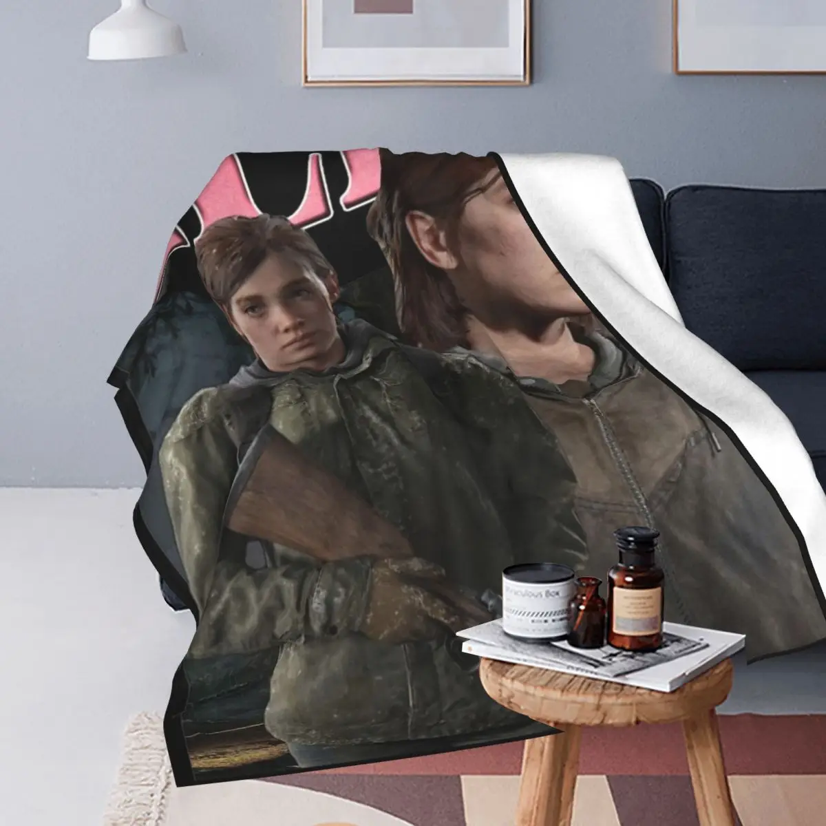 The Last Of Us Ellie Williams Retro Blanket Flannel Novelty Breathable Throw Blanket for Home Restaurant Spring Autumn