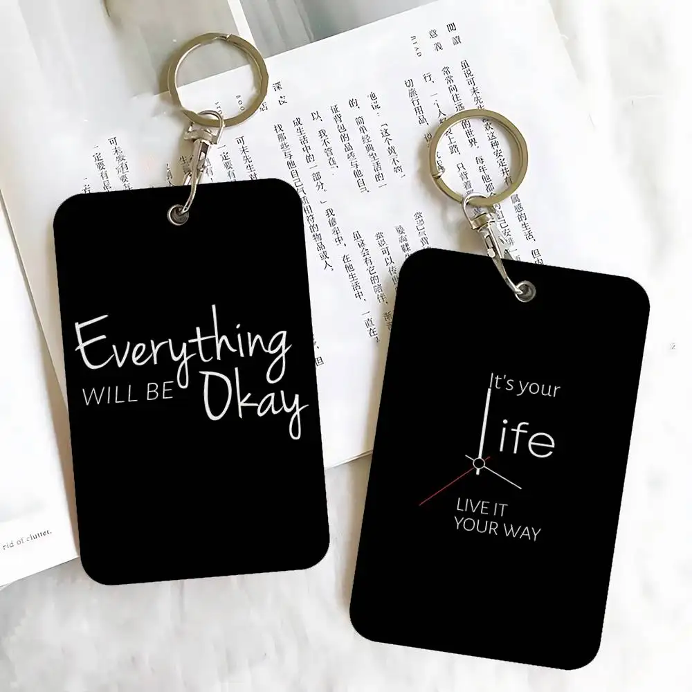 

Минималистичный знак Life Rules, прямоугольный брелок-держатель для карт, держатель для кредитных карт со значком, держатель для студенческого удостоверения личности, чехол для автобусных карт