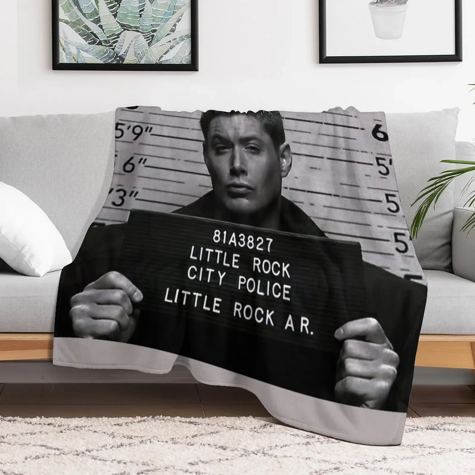 Supernatural - Dean Winchester Mugshot Throw Blanket Plaid Picnic wednesday Blankets Softest Moving Plush Thins Blankets