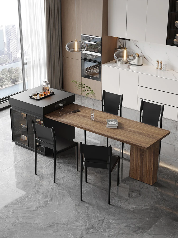 

Modern Minimalist Kitchen Island Dining Table Integrated Household Retractable Rectangular Multi-Functional Tea Table