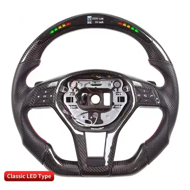 LED Steering Wheel Compatible for BENZ GLK CLA CLS X204 C117 X117 W218 X218 Carbon Fiber Car Styling