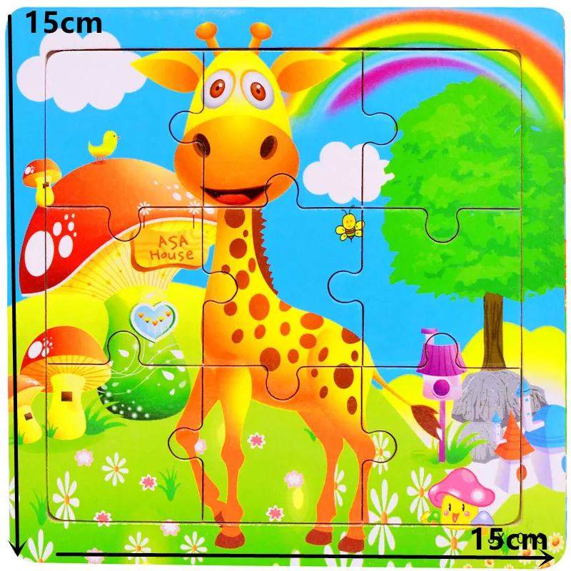 Nuovi 9 pezzi bambino giocattoli educativi Montessori puzzle 3D in legno veicolo animale cartone animato gioco di puzzle per bambini che imparano in età prescolare