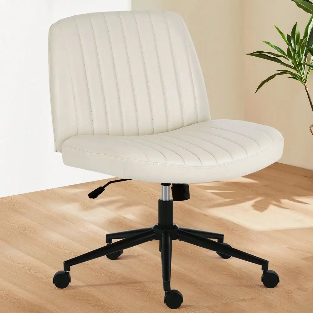 Chair Criss Cross Furry Teddy Fleece Armless Height Adjustable Swivel Rolling Wheels Wide Seat Computer Task Chair For Bedroom