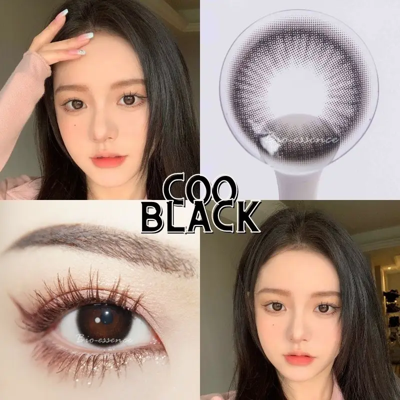 Bio Essence 1Pair Gray Color Contact Lenses with Mopia Prescription Natural Eye Contacts Color Lens Eyes Soft Pupils Colorcon