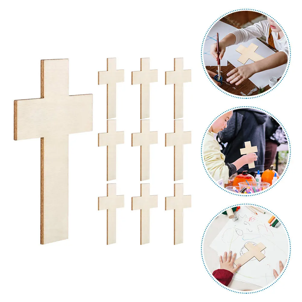 

10Pcs Wooden Cross Shaped DIY Craft Material Smooth Sturdy Surface Unfinished Wood Pieces Paint Stain Decor Supplies for Parties