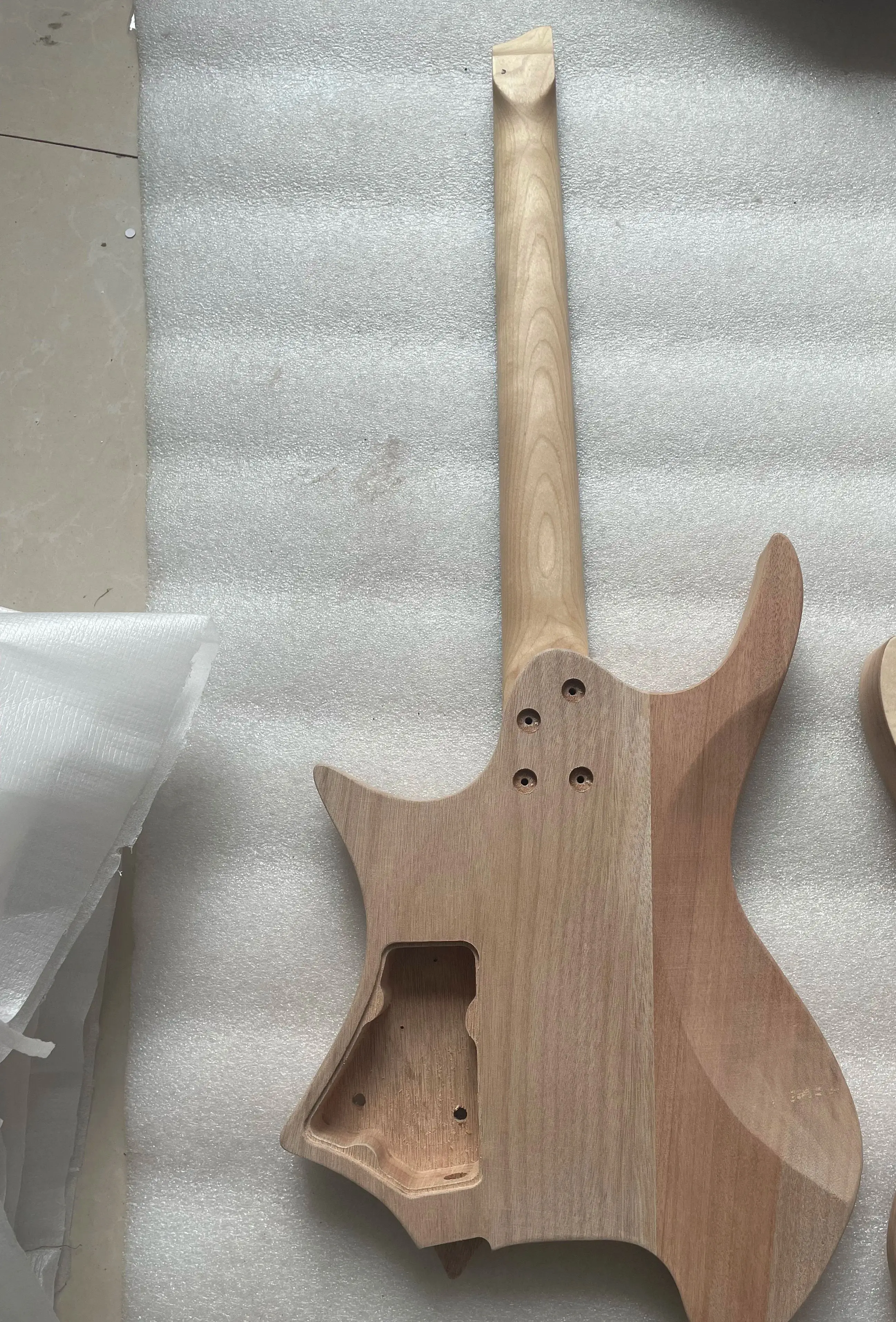 Blank Headless Electric Guitar, Unfinished, Professional DIY , Mahogany Maple Veneer Body and Maple Engineer Wood Neck,Brand New