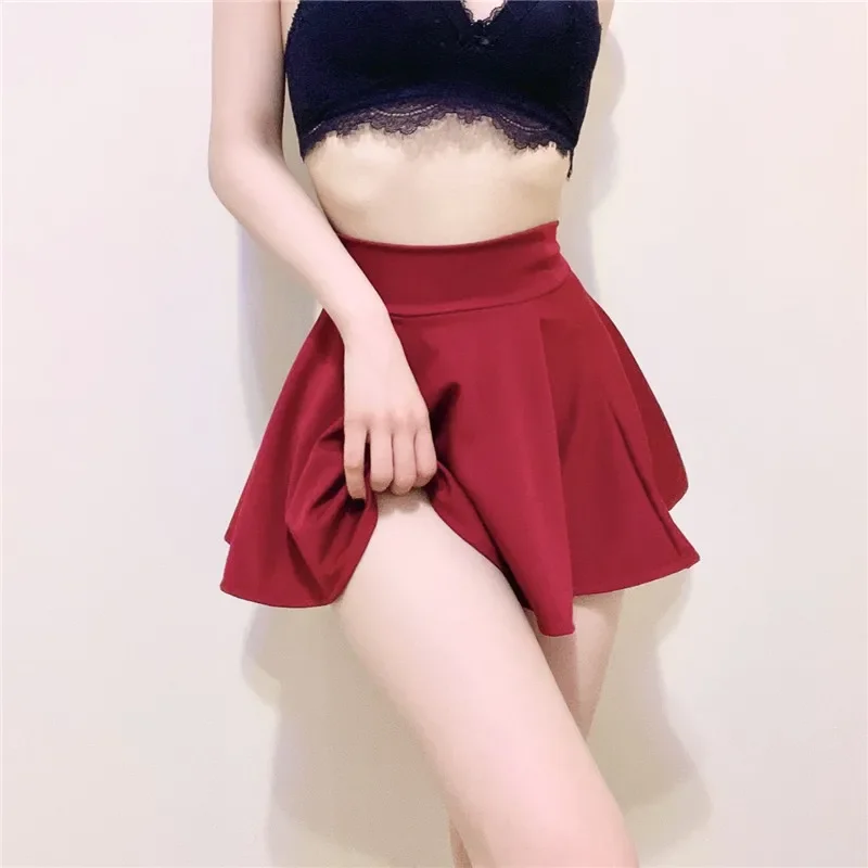 Bodycon High Wiast Wrap Pleated Skirt Sexy Gothic Black White A-line NightClub Party Wear Casual Christmas Mini Skirts for Woman