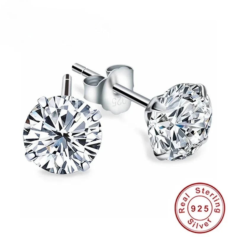 

Crystal Zircon Genuine 925 Sterling Silver Earrings 999 Sterling Silver Cubic Zirconia Silver Earrings Women's Jewelry