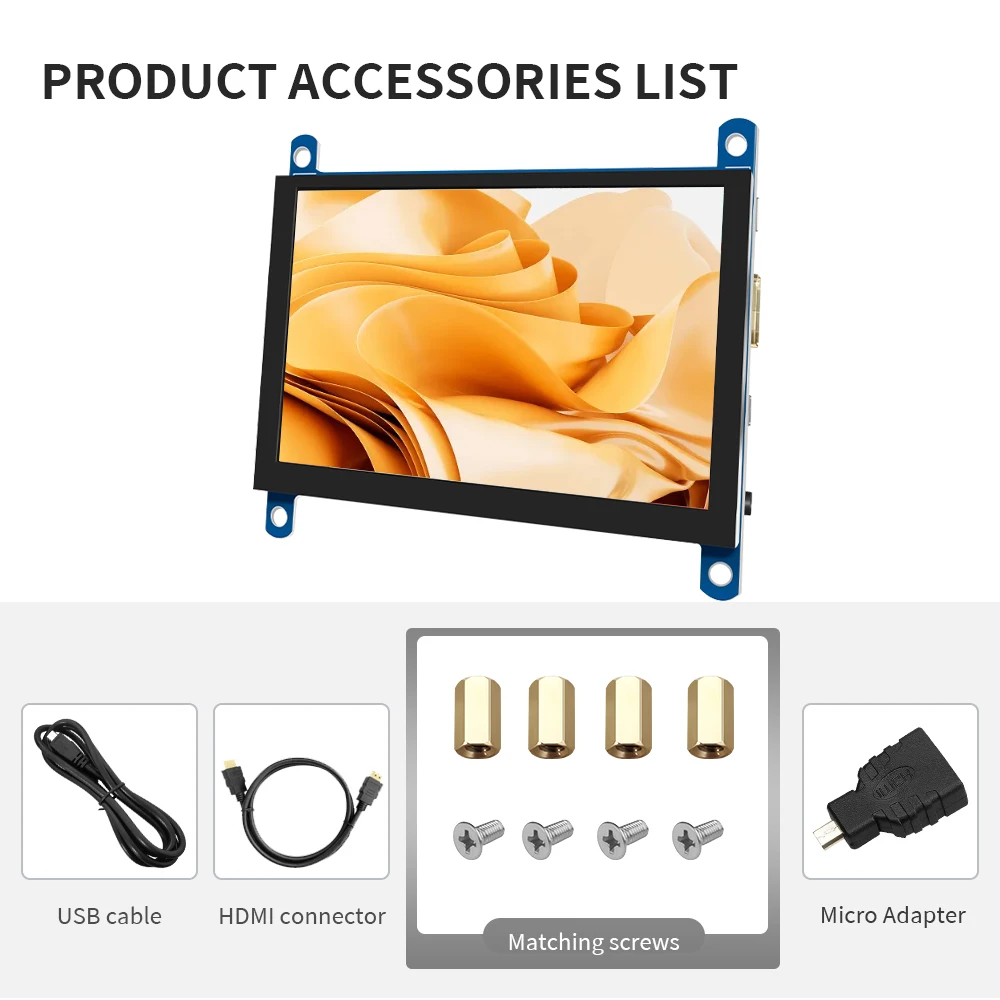 Imagem -04 - Mini Ips Tela Táctil do Lcd do tn com Polegadas Módulo de Exposição Portátil Apropriado para a Conexão do pi Windows Hdmi Usb da Framboesa