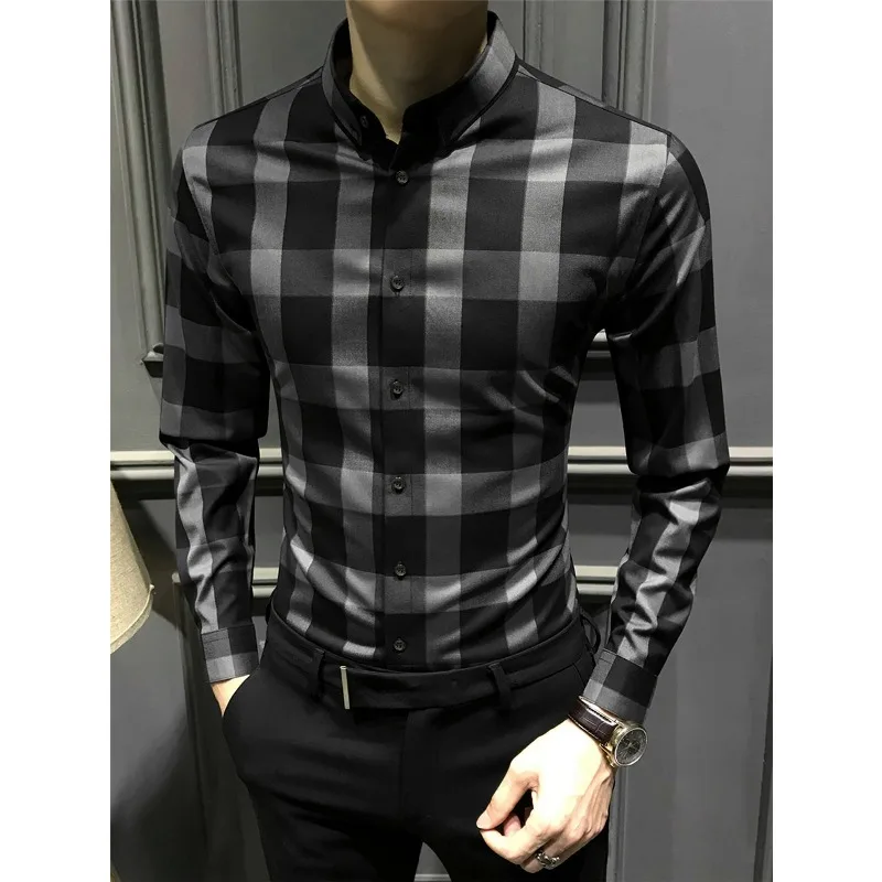 8 Styles 2023 New High Quality Shirt Fashion Casual Shirts Men Clothing Turn-down Collar