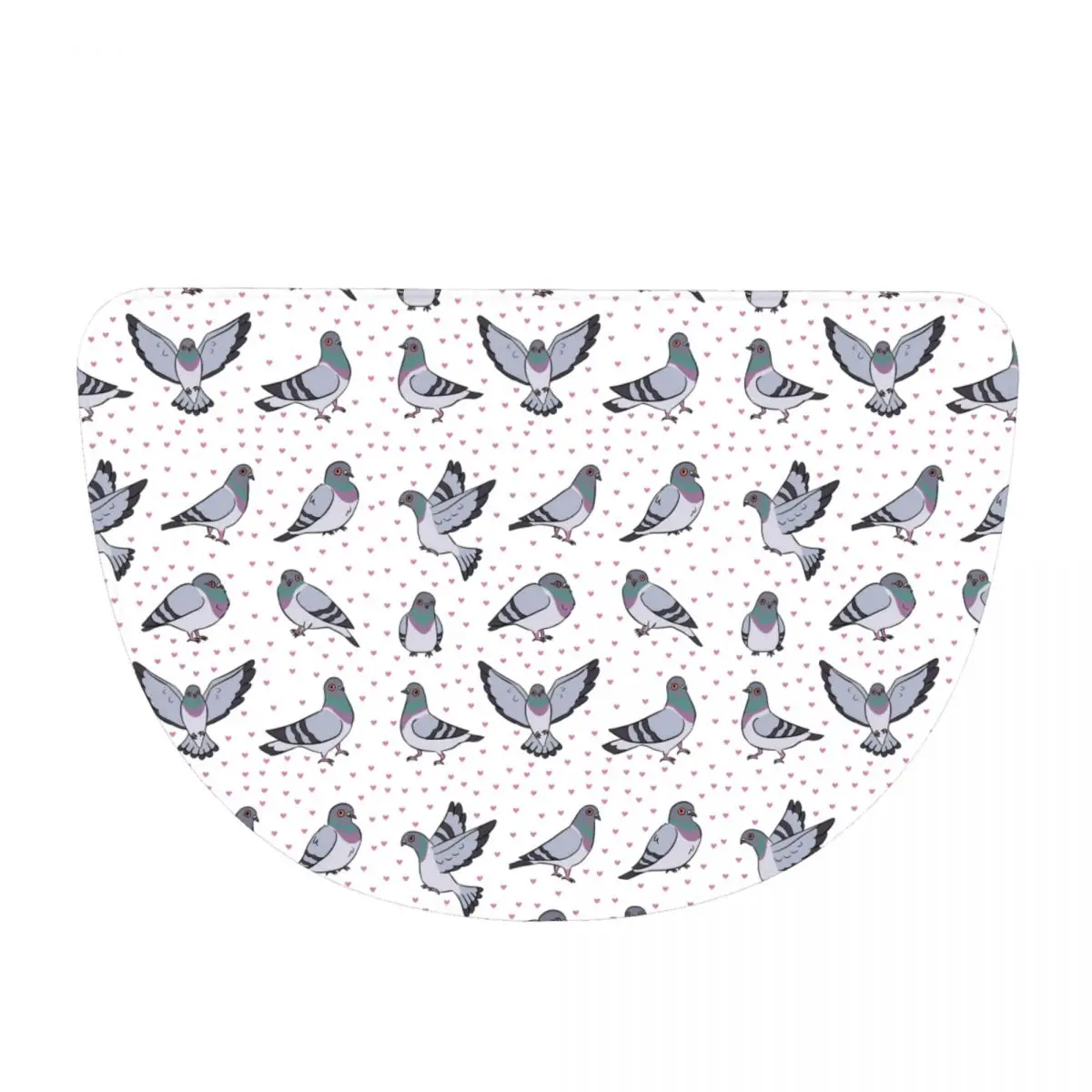 Cute Cartoon Pigeons Pack Soft Flannel Half Round Doormat Non Slip Bathroom Mat Absorbent Floor Carpet for Garage