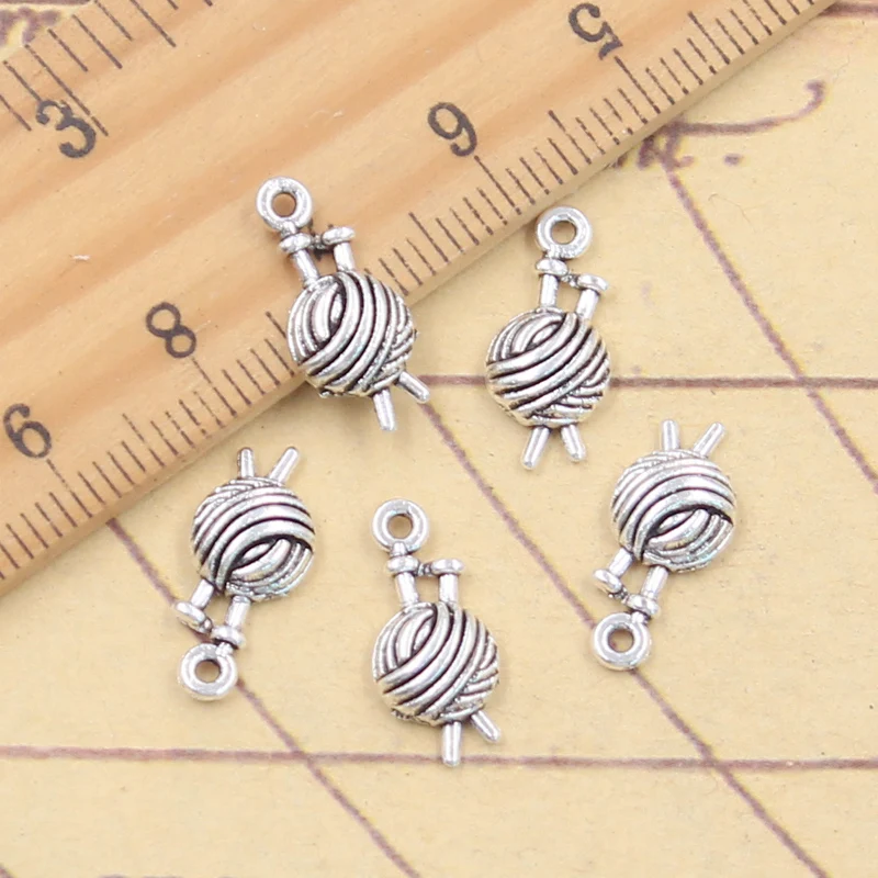 30pcs Charms Yarn Ball Knit Crochet 16x7x3mm Tibetan Silver Color Pendants Antique Jewelry Making DIY Handmade Craft