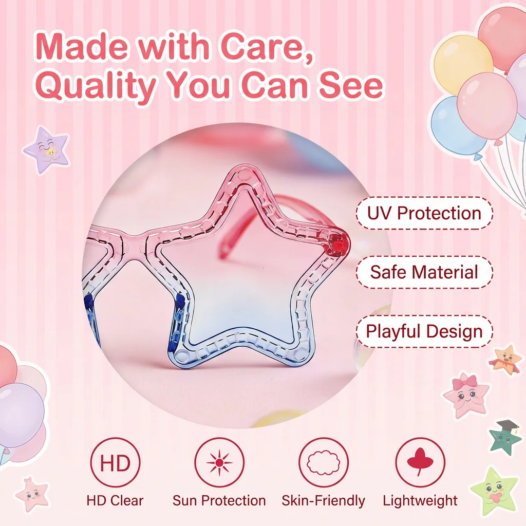 Dopamine Gradient Sunglasses Protective Kids Star Shaped Sunglasses Star Design Sun Glasses Sturdy Children Uv Glasses