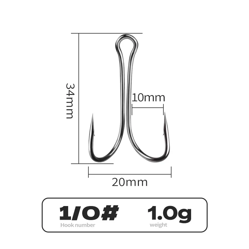 Angel-Doppelhaken, Hühnerklauenform-Haken aus Kohlenstoffstahl, Froschköder, Angelhaken, U-Form mit Widerhaken, Lot 10 Stück im Angebot – Detail 8