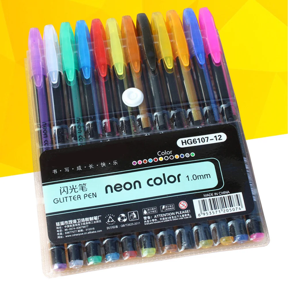 

12 Colors Gel Ink Pen 1.0mm Neon Color Pen Set Craft Drawing Painting Coloring Books Gift (Assorted Color)