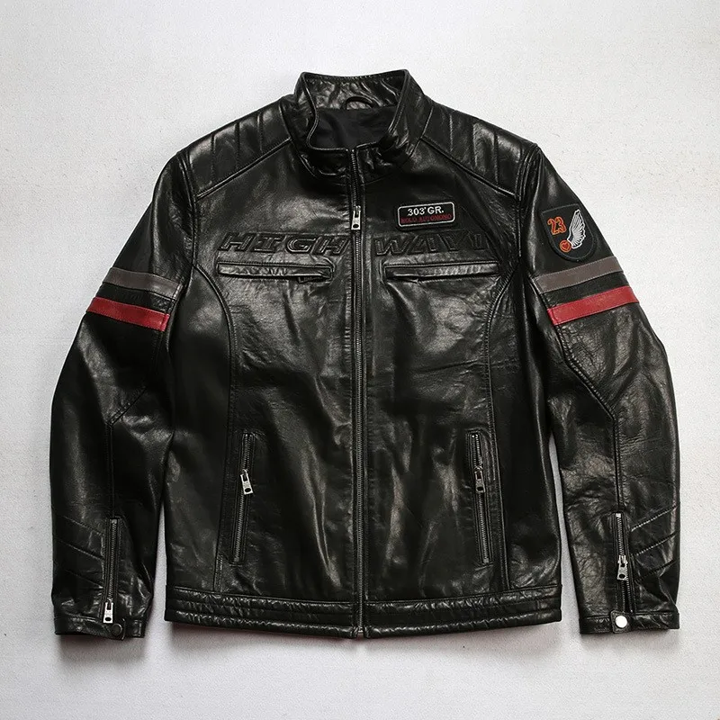 

Men's casual motorcycle leather cotton