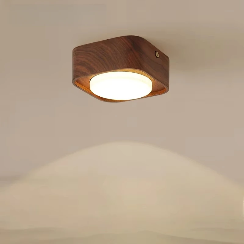 

SANDYHA квадратный потолочный светильник из орехового дерева, современный светодиодный стильный домашний декор для гостиной, спальни, прихожей, обеденного стола, ретро-акцент