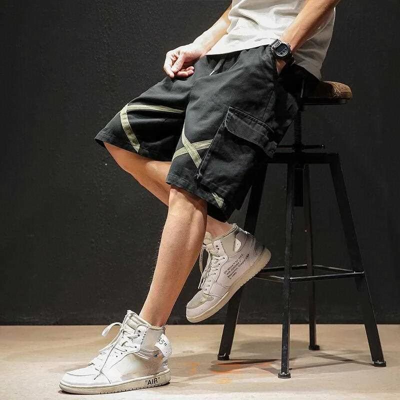 Bermuda Short Pants for Men Elastic Waist Strech Mens Cargo Shorts Baggy Cotton Front Pocket 2024 Fashion Big and Tall Designer