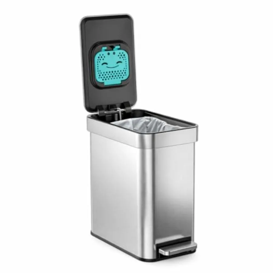 

Мусорное ведро на 3 галлона с крышкой и педалью, контроль запаха, из нержавеющей стали, тонкий дизайн, для дома и офиса, серебристое, 10 шт.