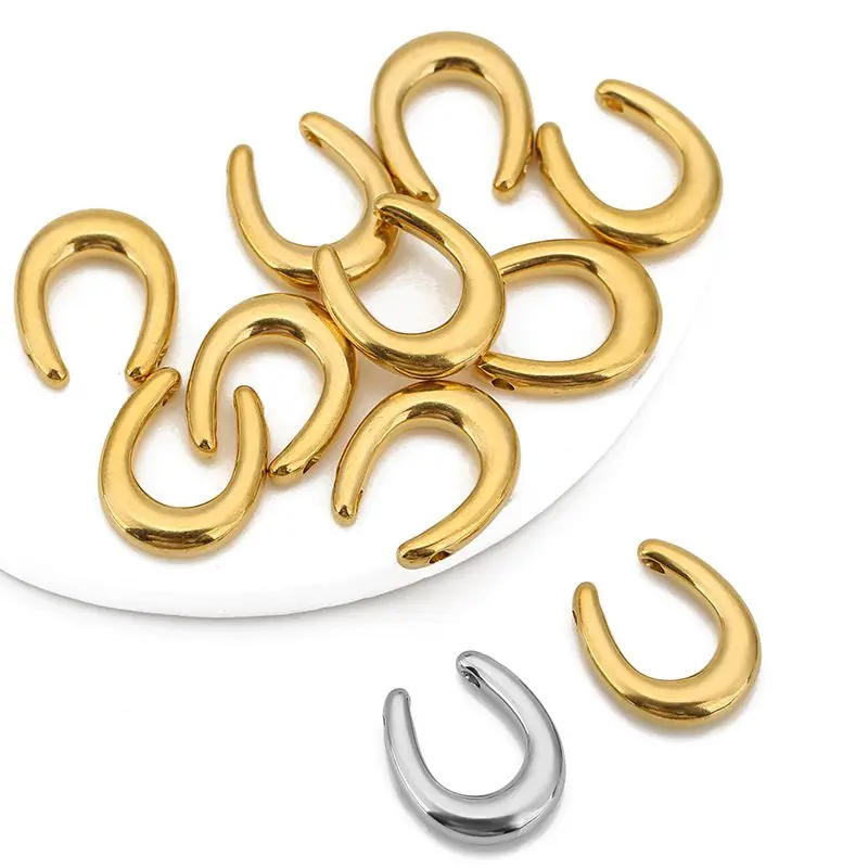 5pcs Stainless Steel Bull Horn Pendants for DIY Bracelets Necklace Earrings Jewelry Making U Shape Horseshoe Charm Accessories